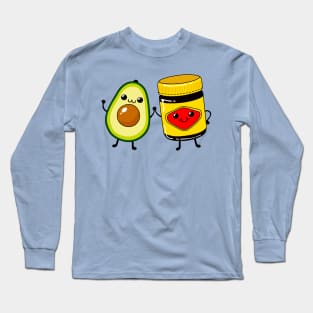 Vegemite and Avacado - Cute friends - Cute Vegetarian Spread - Australia Long Sleeve T-Shirt